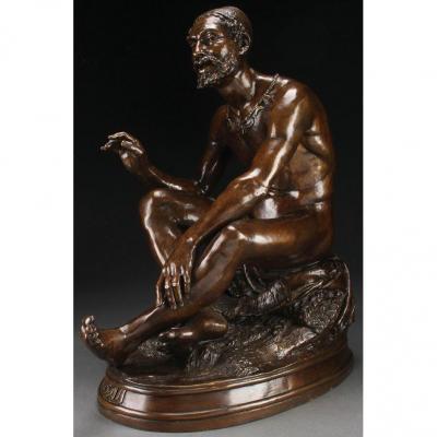 Bronze Sculpture "arab Storyteller" By Charles Ponsin-andarahy (1835 -1885)