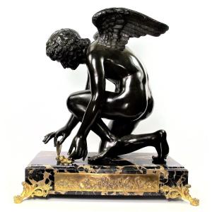 Imposing Sculpture After Antoine-denis Chaudet Paris, (1763 - 1810) Love With A Butterfly