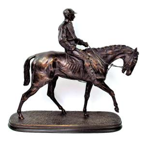 "jockey On Horseback N°1" By Pierre-jules Mêne (1810-1879)