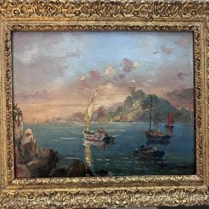 Louis Pastour, Painting Fishermen In The Mediterranean.