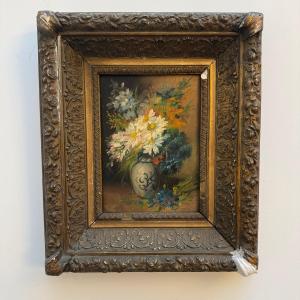 Painting, Still Life, Flowers, Signed Godchaux.