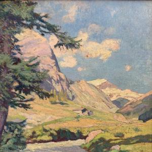 Victor Fernidinad Bourgeois, Mountain Painting Val d'Isere Savoie
