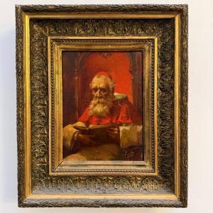 Fernand Paillet, Old Painting, Oil On Wood.