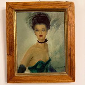 Painting, Portrait Of A Young Brunette Woman.