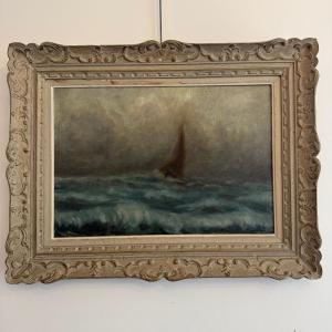 A Marine Painting In Rough Weather.