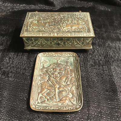 Max Le Verrier, Box And Empty Pocket Bronze Decor Hunting.