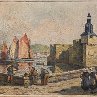 Gaston Aubert, Painting, Painting, The Port Of Concarneau, Brittany