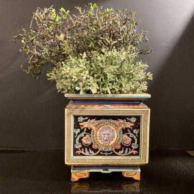 Cache Pot, Planter In Earthenware Sarreguemines. Nineteenth Century.