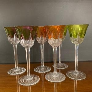 Baccarat, Suite Of 6 Colored Glasses.