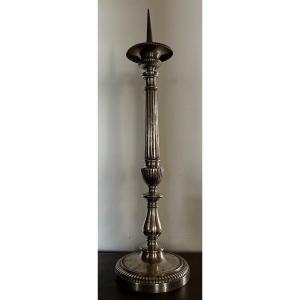 19th Century Silver Bronze Candlestick