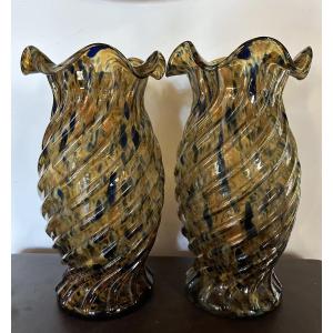 Clichy Crystal Factory Pair Of Vases 