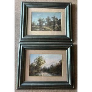 Aristide Benon Pair Of 19th Century Landscape Paintings