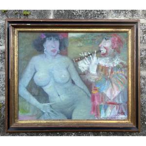 Mentor Blasco Nude Clown Flautist Paintings
