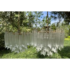 Pair Of Designer Cascade Chandeliers 1980 Murano Glass