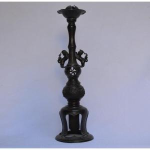 Cast Bronze Candlestick. Japan Edo