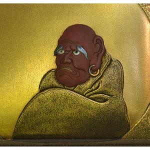 Lacquered Wood Box Daruma Decor In Powder And Gold Mosaic. By Jukakusai. Japan Edo.