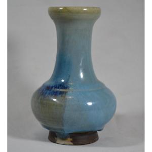 Chinese Sandstone Vase, Jun Type Decor Of Oxide Castings. Songjin?