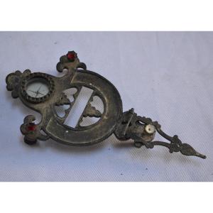Chinese Bronze, Enamel And Glass Paste Sundial. 18th Century Workshops Of The Imperial Palace.