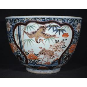 Arita Porcelain Palace Bowl, Imari Style. Japan Edo Beginning Of The 18th Century.