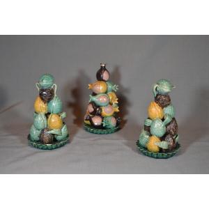 Enameled Tilework Fruit Trays. China Qing Period.