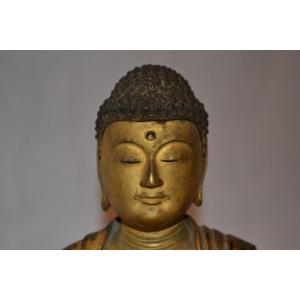 Lacquered Wood Buddha. Japan Edo Period 18-19th Century.