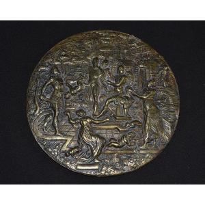 Bronze Medallion By Jamnitzer.nuremberg. Judgement Of Solomon.