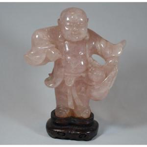 Budai In Pink Rock Crystal. China, Qing Period.