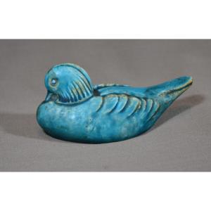Turquoise Stoneware Duck Brush Rest. Ming Period China.
