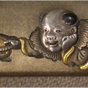 Kozuka In Shibuichi Inlaid With Precious Metals By Unno Bisei. Meiji Japan Circa 1900