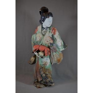 Wooden Statue Depicting A Noh Actor. Japan, 17th Century. 