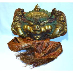 Gilded Copper Mask From Kirtimukha. Tibet, 19th Century. 