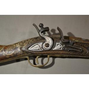 Flintlock Rifle Inlaid With Silver. Ottoman Empire Circa 1800. 