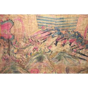  Painting On Silk. Franco-chinese War. Qing Dynasty China. 