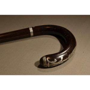 Walking Stick Inlaid With Silver. Napoleon III. 19th Century.