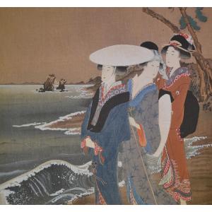 Japanese Woodblock Print "the Rock Of The Spouses". Meiji Period.