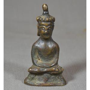 Bronze Buddha Pendant. Southeast Asia. Laos Cambodia 15th-16th Century.