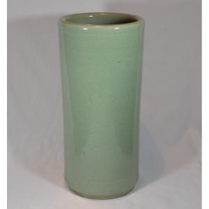 Incised Decorative Scroll Vase On A Celadon Ground. China, Qing Dynasty, 19th Century. 