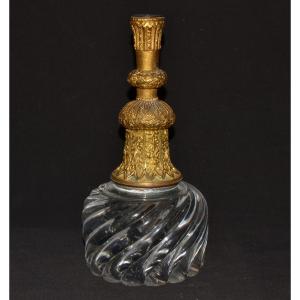 Water Pipe (huqqa) In Gilded Copper And Cut Crystal. India 19th Century Or Earlier.