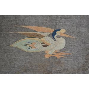 Wool Tapestry Decorated With Cranes. China 19th Century.