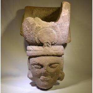 Stone Statue Head. Medieval India ?