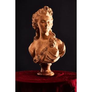 Busto di giovane donna in terracotta del XVIII secolo