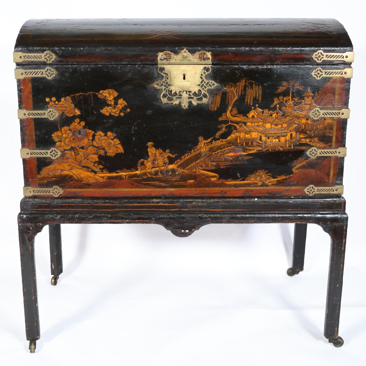 Baule in legno laccato, decorato a scene a chinoiseries, Inghilterra, XVIII-XIX secolo-photo-4
