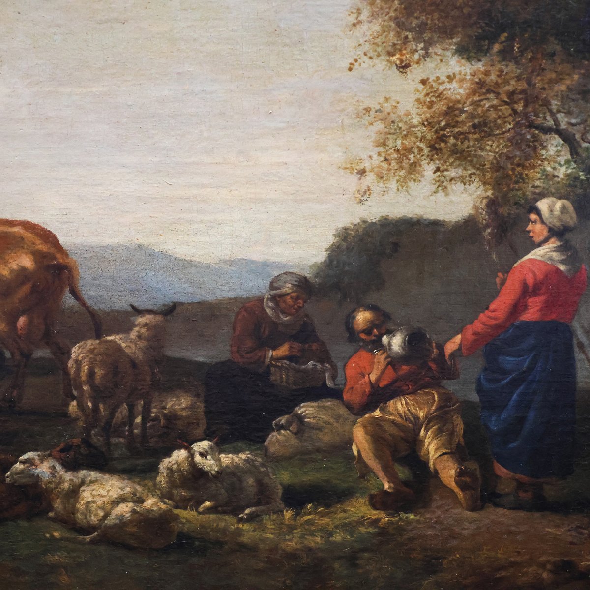 Hendrick Mommers attr., Pastorale, olio su tela-photo-2
