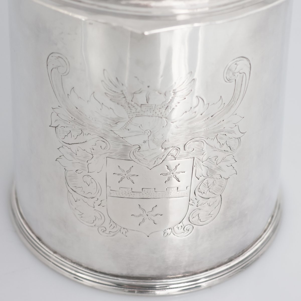 Tankard in argento sterling Carlo II, argentiere TL, Londra, 1674-photo-2