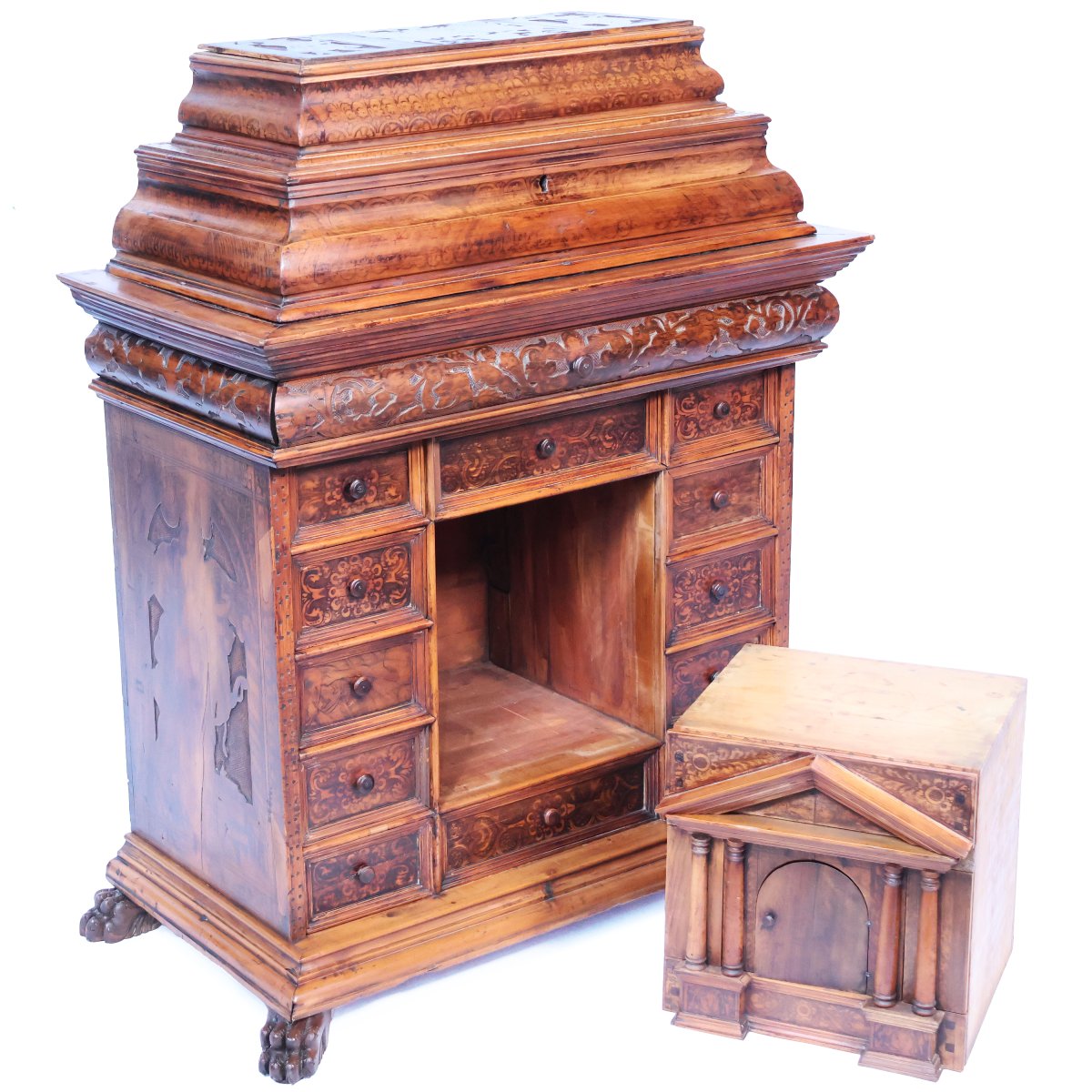 Monetiere in legno di noce e di cedro, Nord Italia, fine XVIII secolo inizi XIX secolo-photo-3