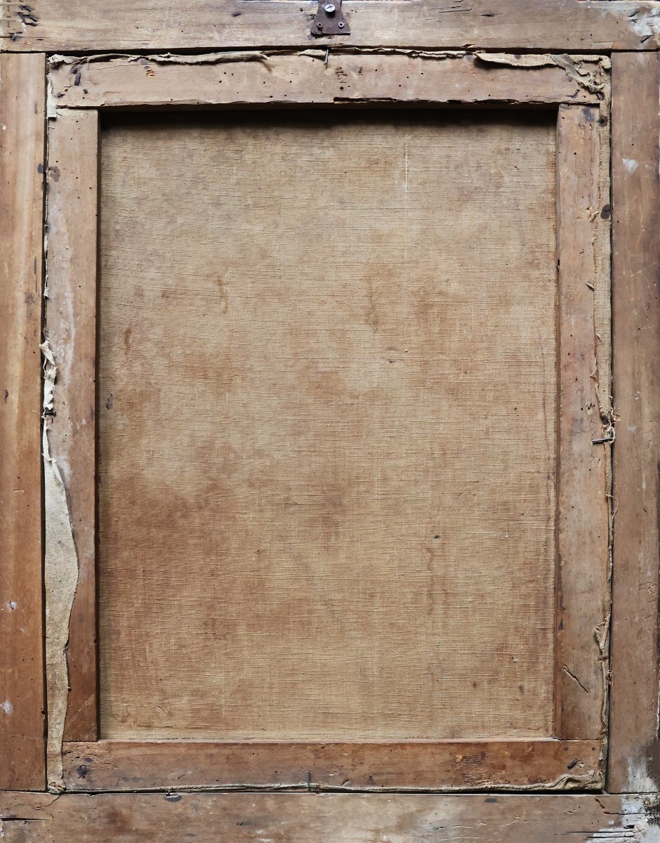 Scuola Italiana; Sacra Famiglia con Sant'Anna, XVII-XVIII secolo, olio su tela-photo-1