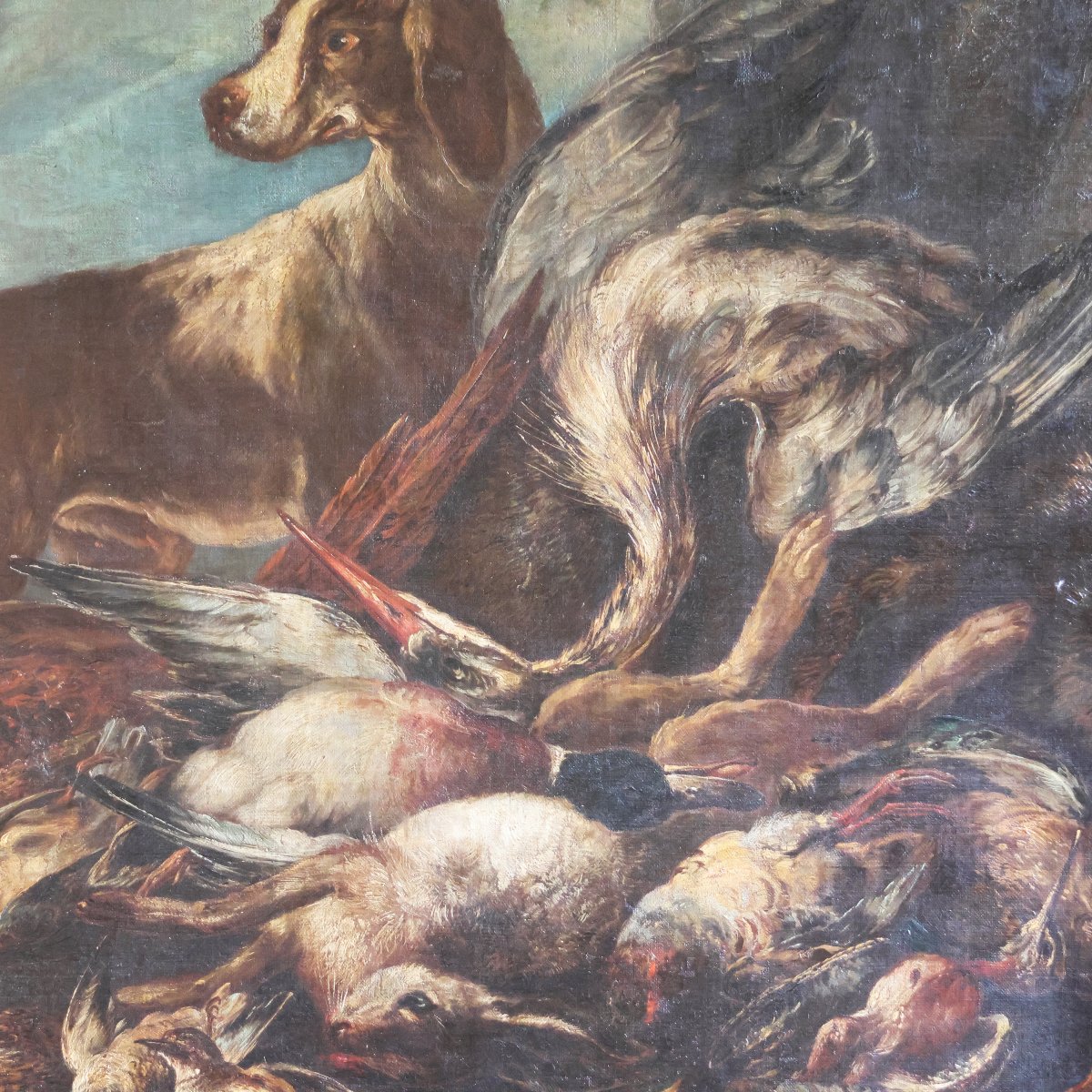 Giovanni Crivelli dello il Crivellino; Milano - Parma 1760, Scena di caccia, olio su tela-photo-2