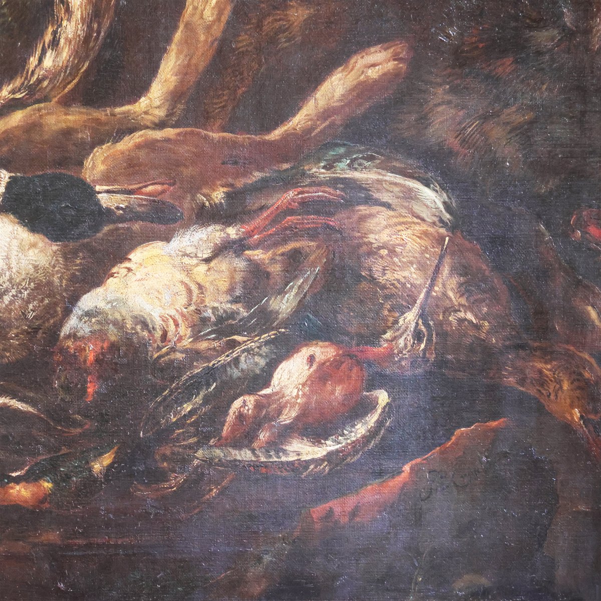 Giovanni Crivelli dello il Crivellino; Milano - Parma 1760, Scena di caccia, olio su tela-photo-3