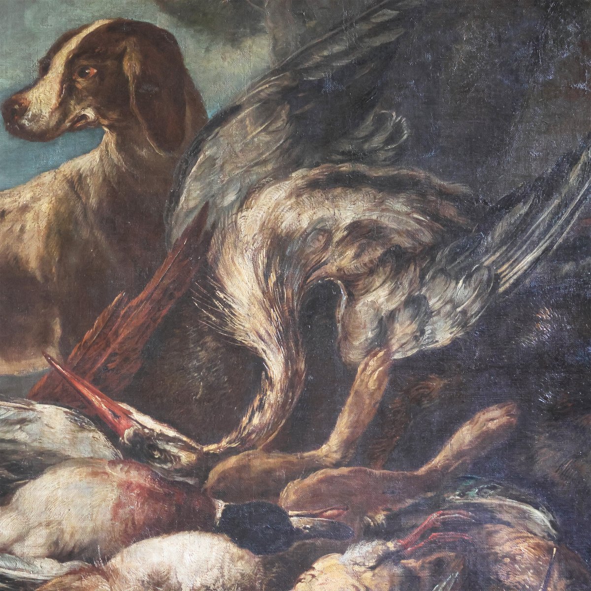 Giovanni Crivelli dello il Crivellino; Milano - Parma 1760, Scena di caccia, olio su tela-photo-5