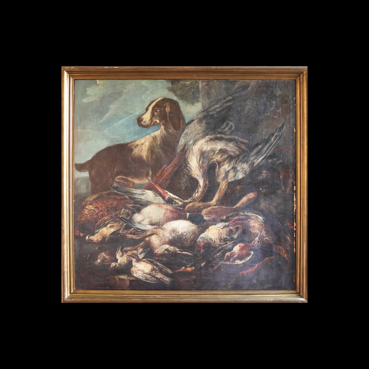 Giovanni Crivelli dello il Crivellino; Milano - Parma 1760, Scena di caccia, olio su tela-photo-8